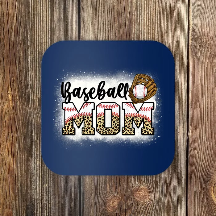 Womens Bleached Baseball Mom Leopard Mother's Day Coaster