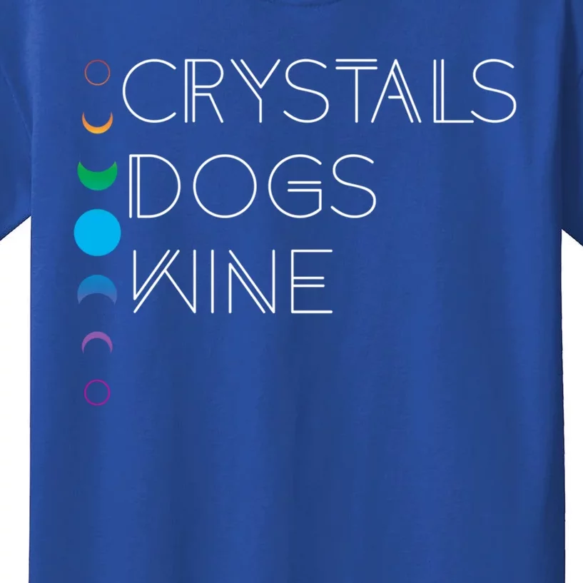 Witchy Bohemian Boho Crystals Dogs Wine Celestial Moon Witch Funny Gift Kids T-Shirt