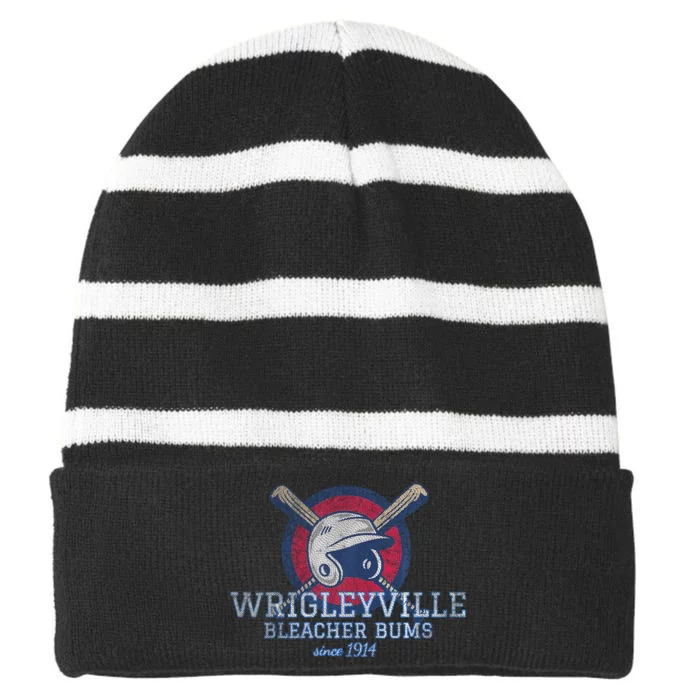 Wrigleyville Bleacher Bums Funny Baseball Striped Beanie with Solid Band