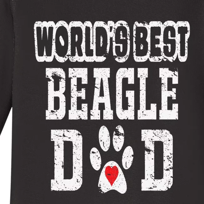 World's Best Beagle Dad Dog Lover Distressed Baby Long Sleeve Bodysuit