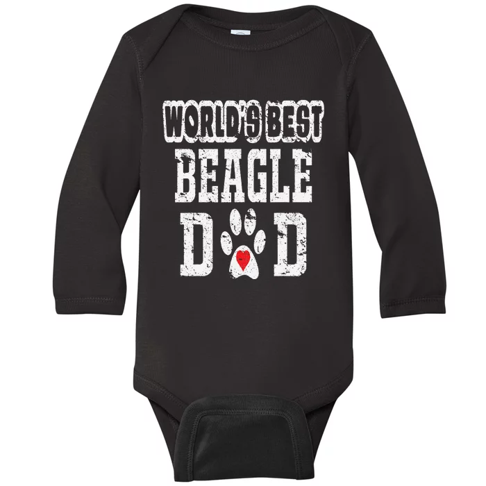 World's Best Beagle Dad Dog Lover Distressed Baby Long Sleeve Bodysuit