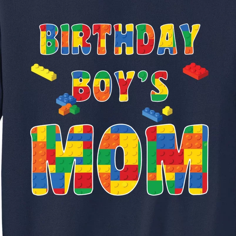 Womens Building Block Mom Of Birthday Boy Tall Sweatshirt