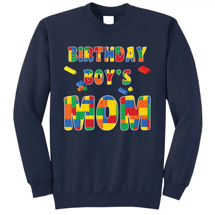 Womens Building Block Mom Of Birthday Boy Tall Sweatshirt