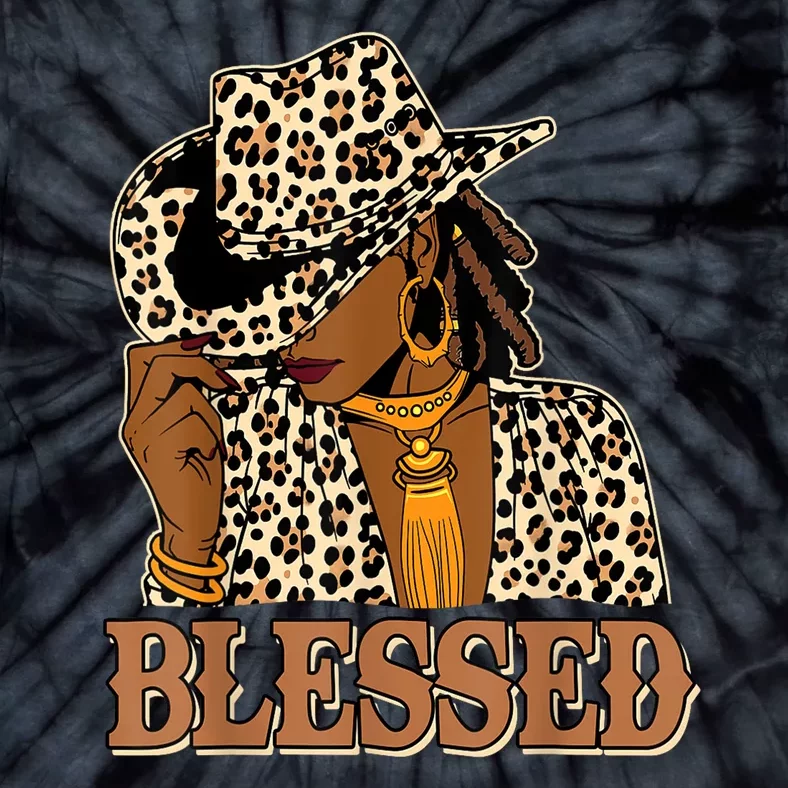 Woman Blessed Black Cowgirl Western Leopard Swag African Christian Gift Tie-Dye T-Shirt