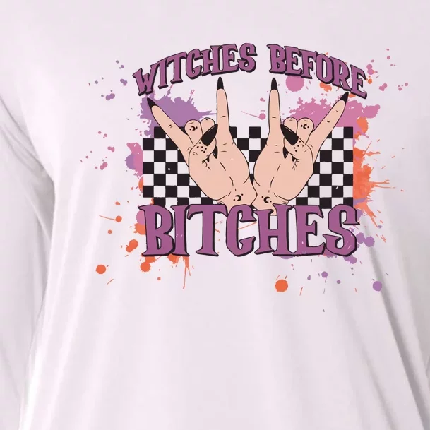 Witches Before B1tches Funny Adult Halloween Cooling Performance Long Sleeve Crew