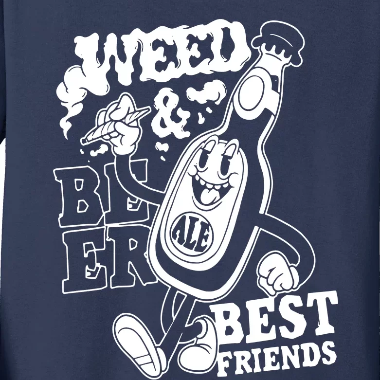 Weed & Beer Best Friends Kids Long Sleeve Shirt