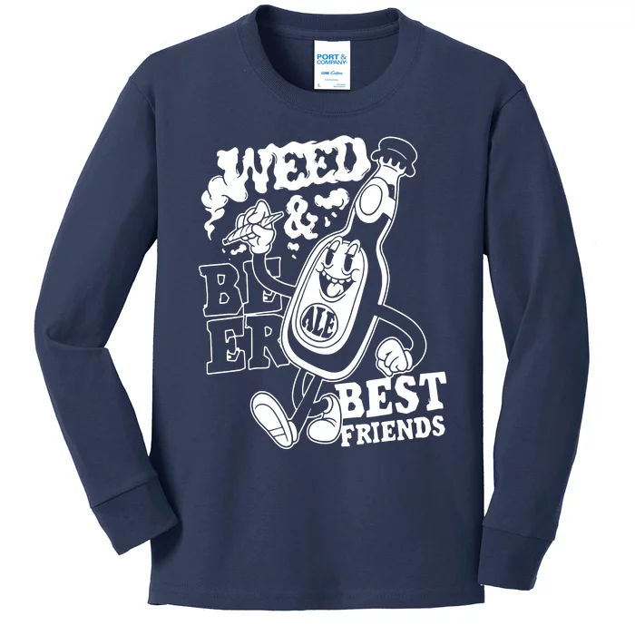 Weed & Beer Best Friends Kids Long Sleeve Shirt