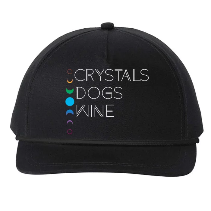 Witchy Bohemian Boho Crystals Dogs Wine Celestial Moon Witch Funny Gift Snapback Five-Panel Rope Hat