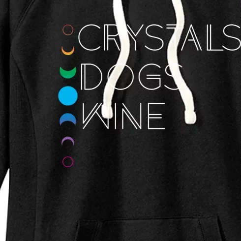 Witchy Bohemian Boho Crystals Dogs Wine Celestial Moon Witch Funny Gift Women's Fleece Hoodie