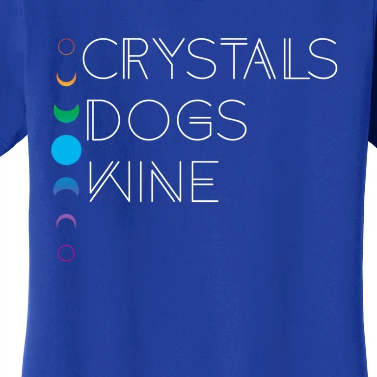 Witchy Bohemian Boho Crystals Dogs Wine Celestial Moon Witch Funny Gift Women's T-Shirt