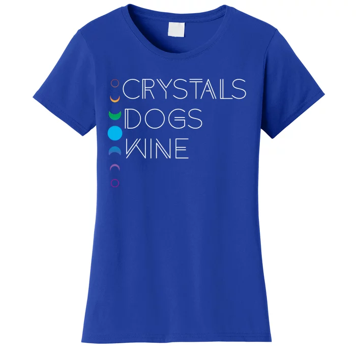 Witchy Bohemian Boho Crystals Dogs Wine Celestial Moon Witch Funny Gift Women's T-Shirt