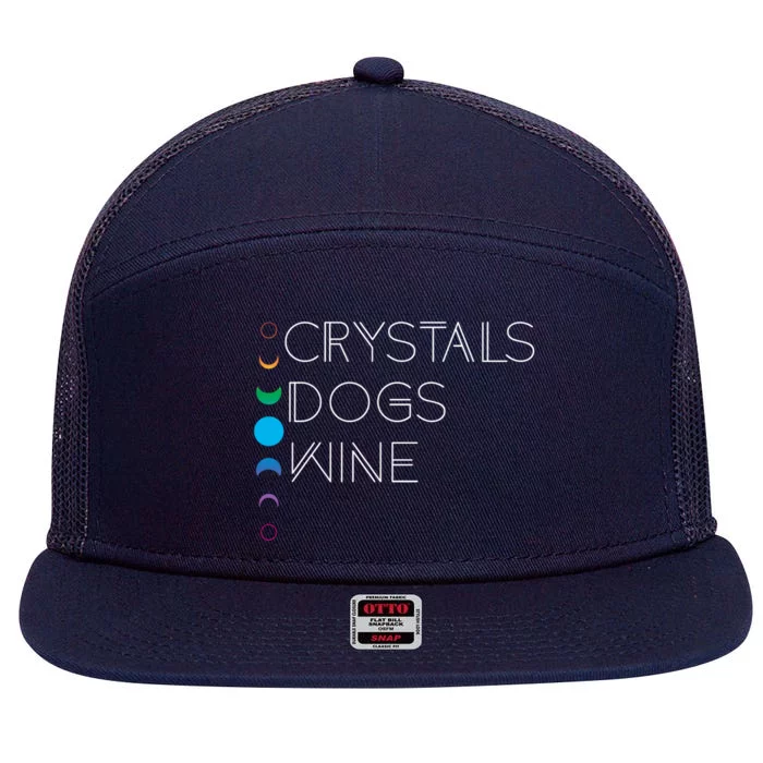 Witchy Bohemian Boho Crystals Dogs Wine Celestial Moon Witch Funny Gift 7 Panel Mesh Trucker Snapback Hat