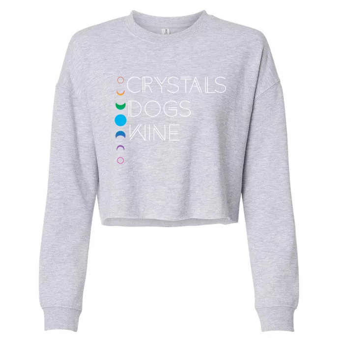 Witchy Bohemian Boho Crystals Dogs Wine Celestial Moon Witch Funny Gift Cropped Pullover Crew