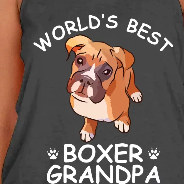 Worlds Best Boxer Grandpa Funny Granddog Dog Lover Cute Tee Women's Knotted Racerback Tank