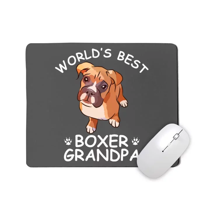 Worlds Best Boxer Grandpa Funny Granddog Dog Lover Cute Tee Mousepad