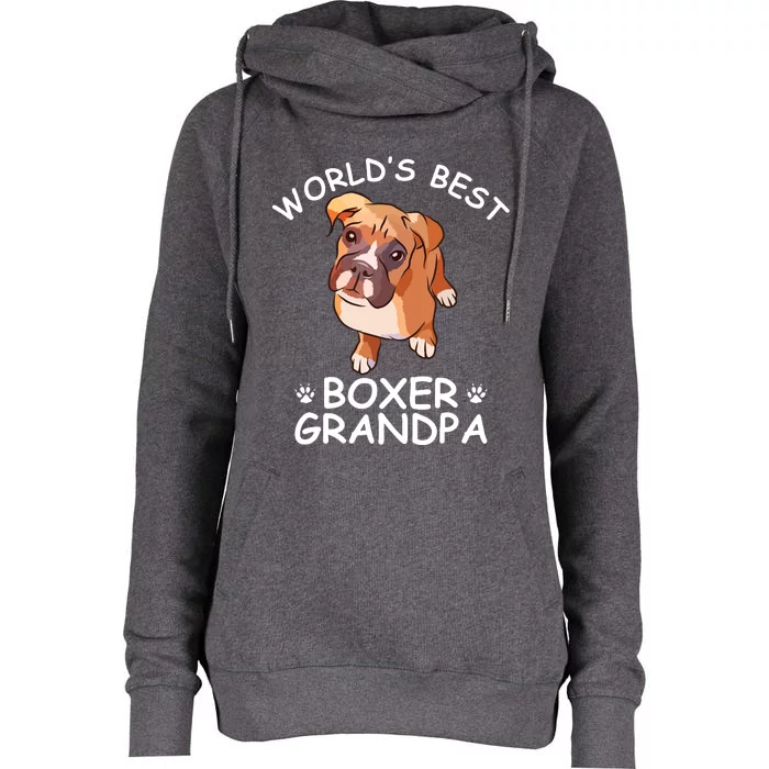 Worlds Best Boxer Grandpa Funny Granddog Dog Lover Cute Tee Womens Funnel Neck Pullover Hood