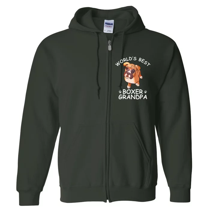 Worlds Best Boxer Grandpa Funny Granddog Dog Lover Cute Tee Full Zip Hoodie