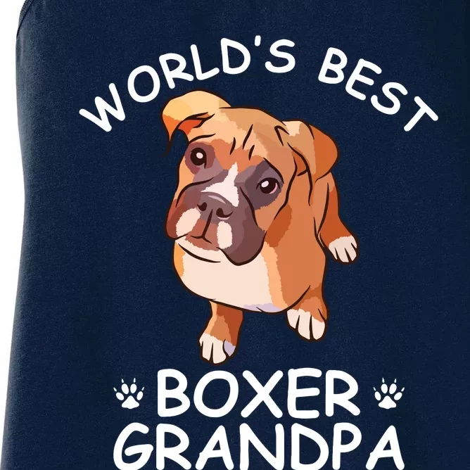 Worlds Best Boxer Grandpa Funny Granddog Dog Lover Cute Tee Women's Racerback Tank