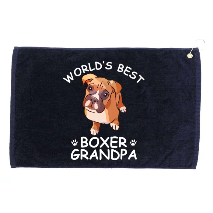 Worlds Best Boxer Grandpa Funny Granddog Dog Lover Cute Tee Grommeted Golf Towel