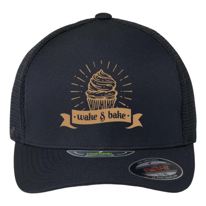 Wake & Bake Cupcake Baking Chef Flexfit Unipanel Trucker Cap