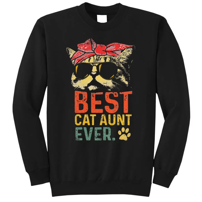 Womens Best Cat Aunt Ever Vintage, Cat Lover Cool Sunglasses Funny Tall Sweatshirt