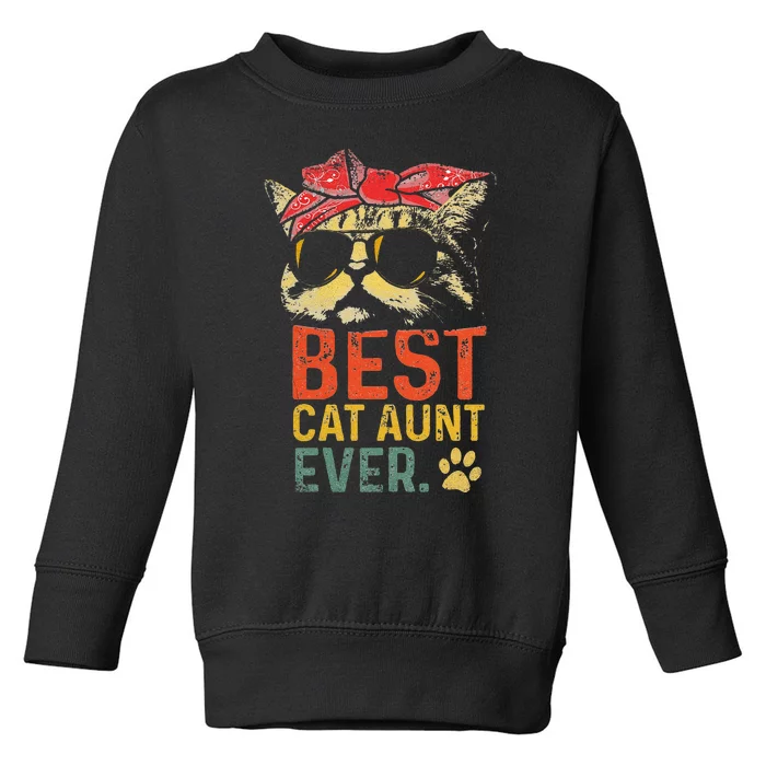 Womens Best Cat Aunt Ever Vintage, Cat Lover Cool Sunglasses Funny Toddler Sweatshirt