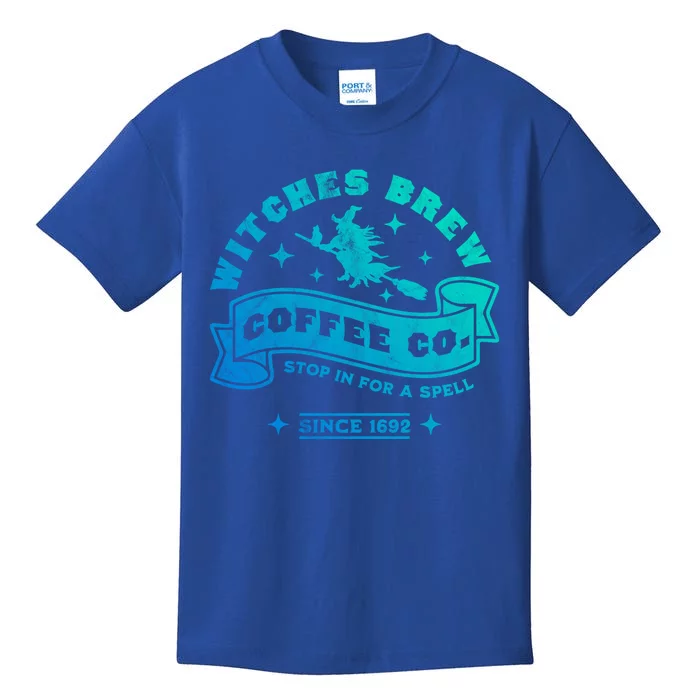 Witches Brew Coffee Salem 1692 Funny Halloween Witch Retro Cool Gift Kids T-Shirt