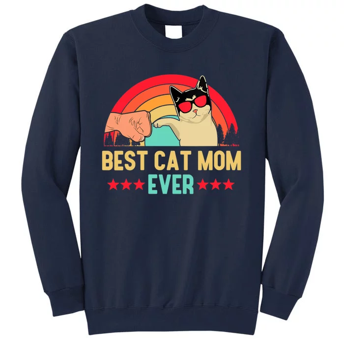 Wo Best Cat Mom Ever Funny Kitten Pet Cat Lover Mother's Day V-Neck Tall Sweatshirt