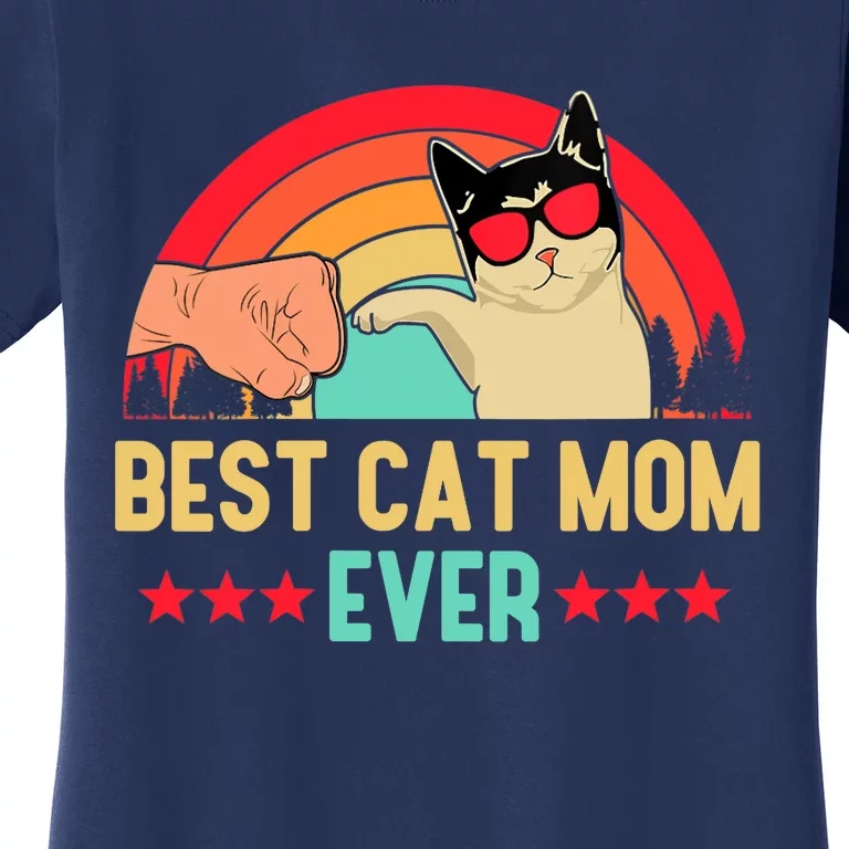 Wo Best Cat Mom Ever Funny Kitten Pet Cat Lover Mother's Day V-Neck Women's T-Shirt