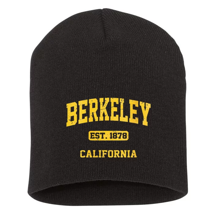 Womens Berkeley California CA Vintage State Athletic Style Short Acrylic Beanie