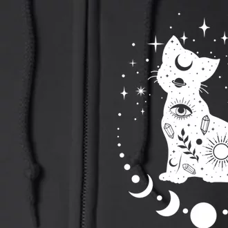 Witchy Boho Cat Astrology Cat Tarot Spiritual Cat Full Zip Hoodie