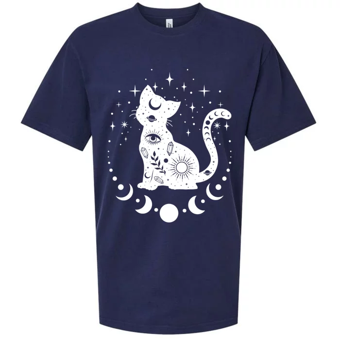 Witchy Boho Cat Astrology Cat Tarot Spiritual Cat Sueded Cloud Jersey T-Shirt