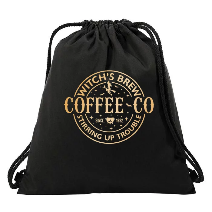 Witches Brew Coffee Co Halloween Witch Coffee Lovers Drawstring Bag