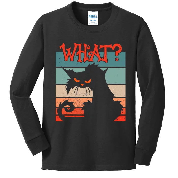 What? Black Cat Kitty For Man And Woman Funny Cat Kids Long Sleeve Shirt