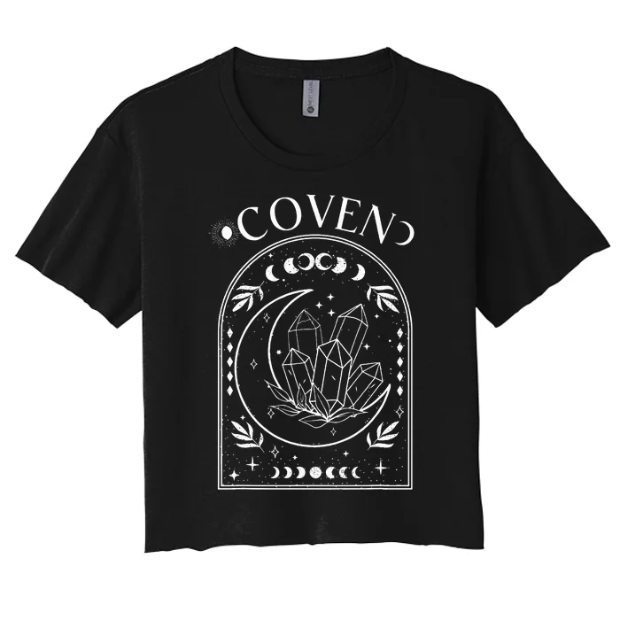 Witchy Bride Coven Tarot Celestial Gothic Bachelorette Party Women's Crop Top Tee