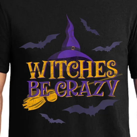 Witches Be Crazy Funny Halloween Witch Broom Stick Costume Pajama Set