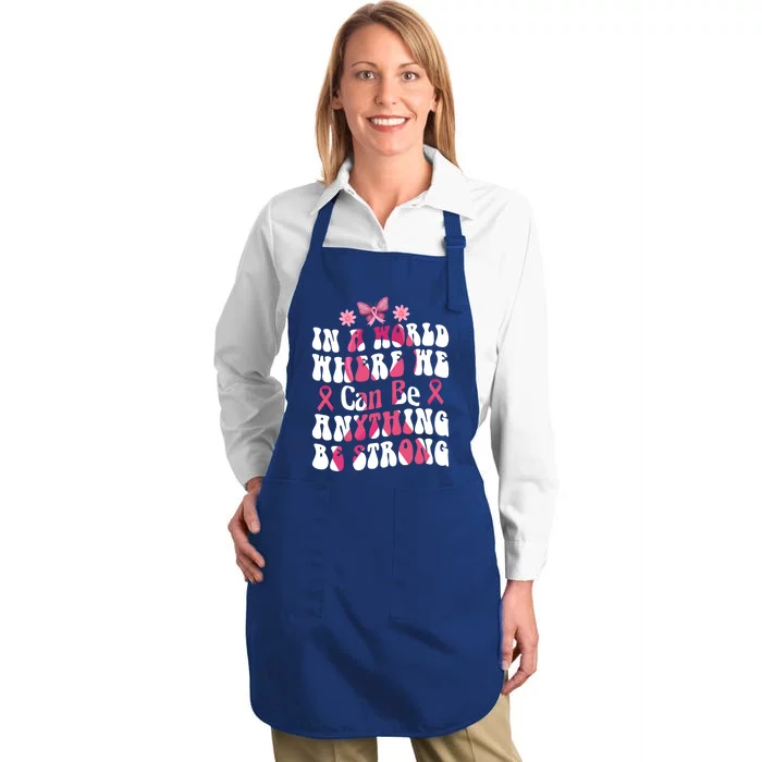 Watercolor Breast Cancer Awareness Saying Pink Ribbon Cloth Funny Gift Full-Length Apron With Pocket