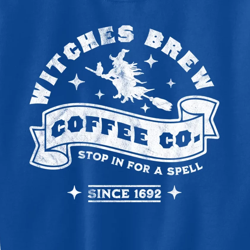 Witches Brew Coffee Salem 1692 Funny Halloween Witch Retro Gift Kids Sweatshirt