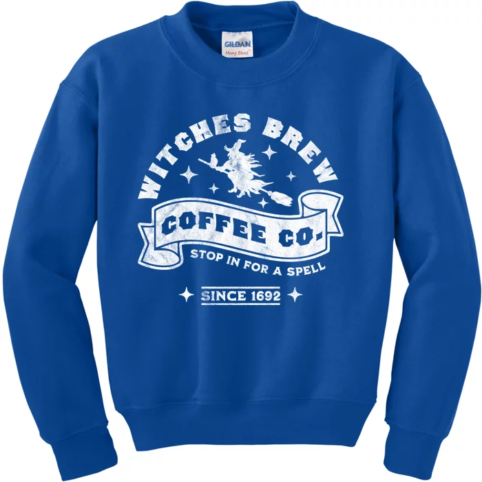 Witches Brew Coffee Salem 1692 Funny Halloween Witch Retro Gift Kids Sweatshirt