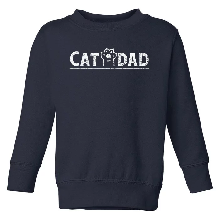 Worlds Best Cat Dad Ever Vintage Cat Dad Father Day Toddler Sweatshirt