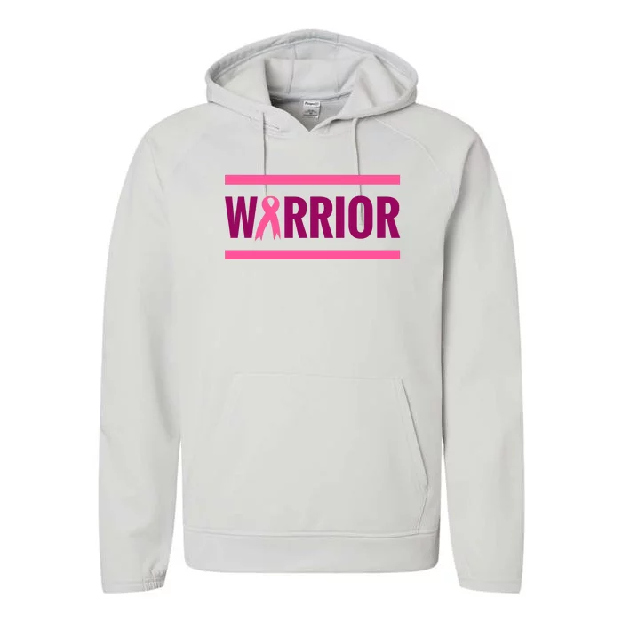 Warrior Breast Cancer Ribbon Performance Fleece Hoodie