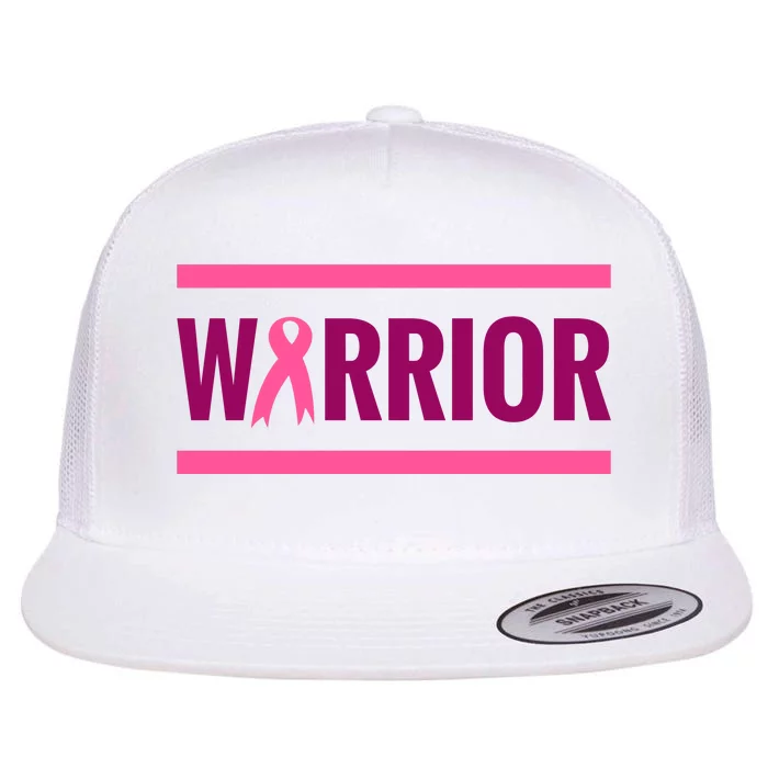 Warrior Breast Cancer Ribbon Flat Bill Trucker Hat