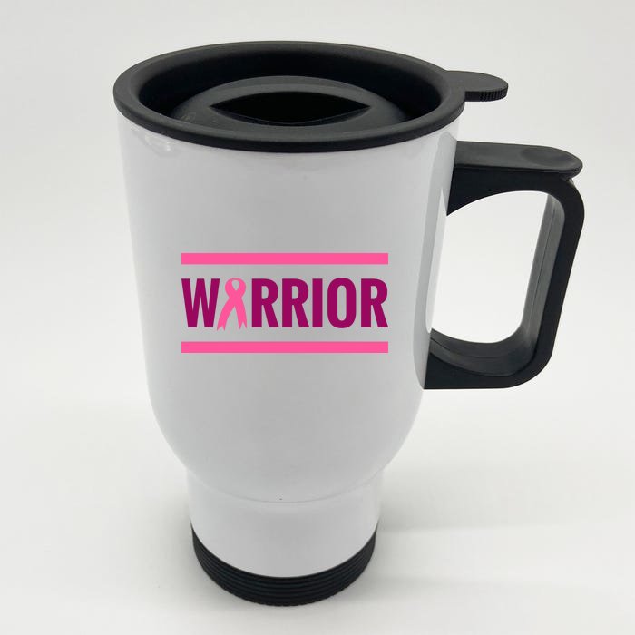 Warrior Breast Cancer Ribbon Front & Back Stainless Steel Travel Mug