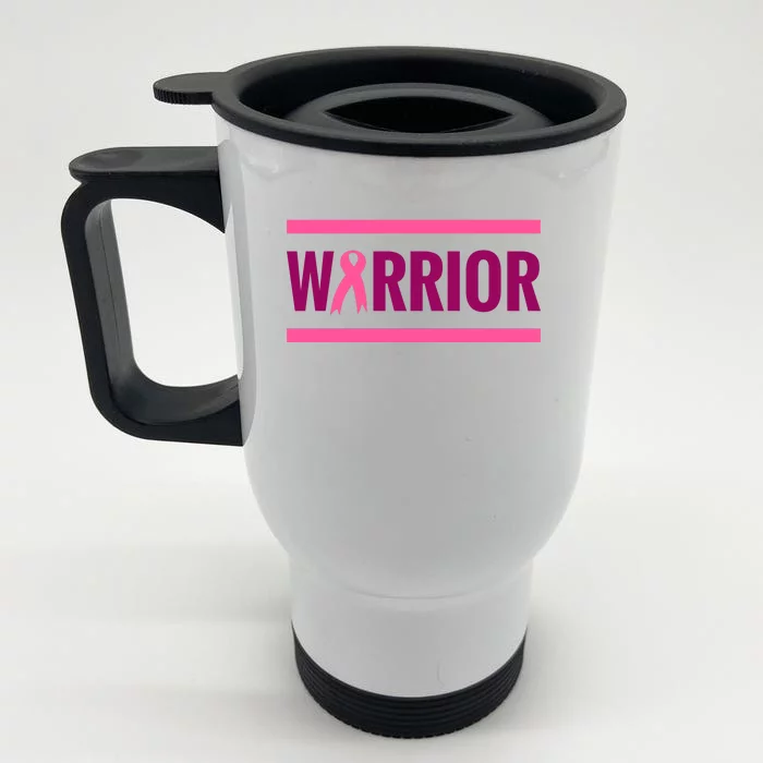 Warrior Breast Cancer Ribbon Front & Back Stainless Steel Travel Mug