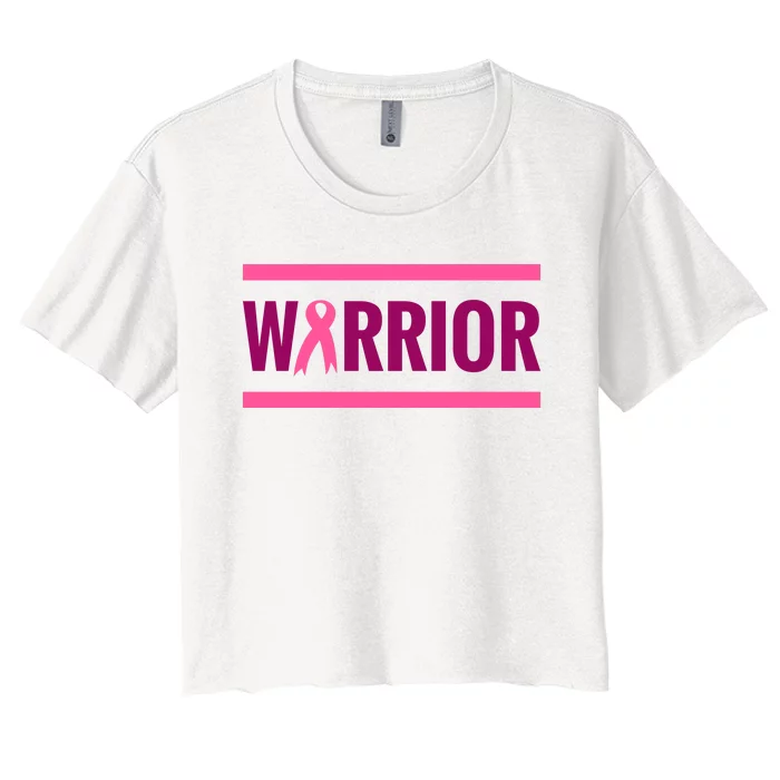 Warrior Breast Cancer Ribbon Women's Crop Top Tee