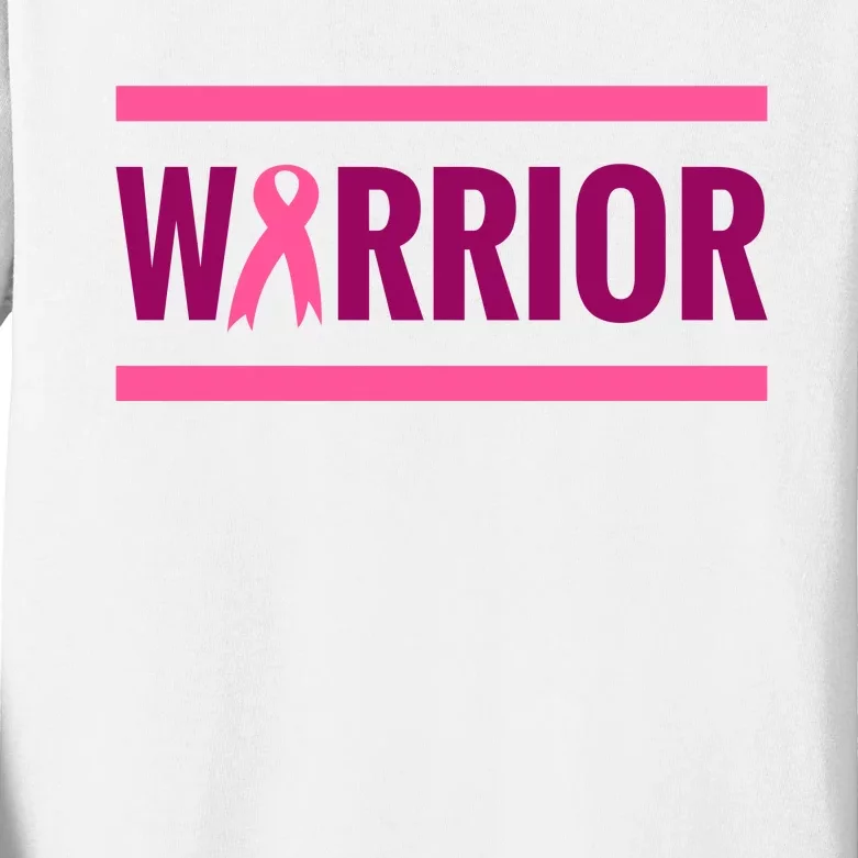 Warrior Breast Cancer Ribbon Kids Long Sleeve Shirt