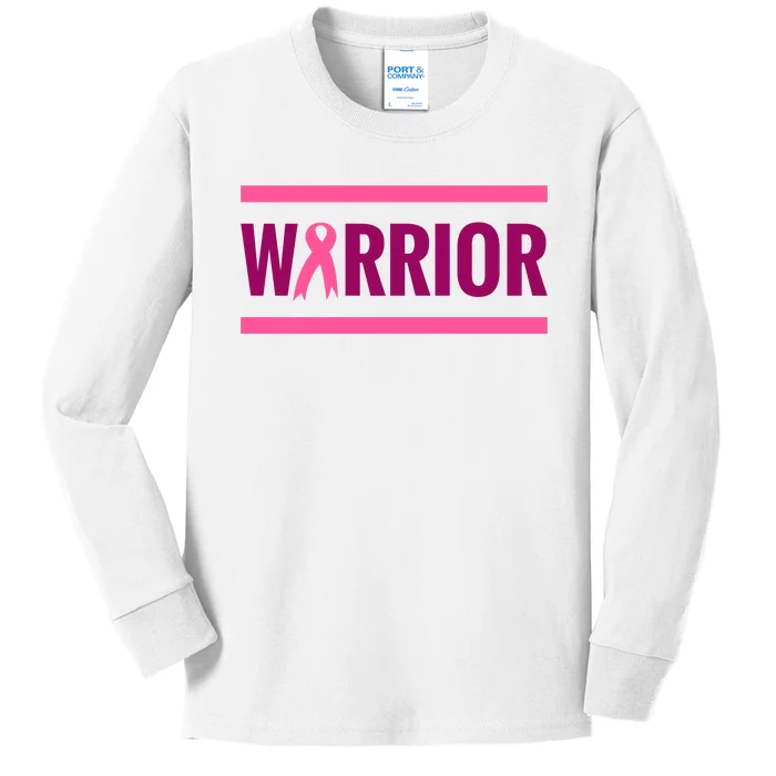 Warrior Breast Cancer Ribbon Kids Long Sleeve Shirt