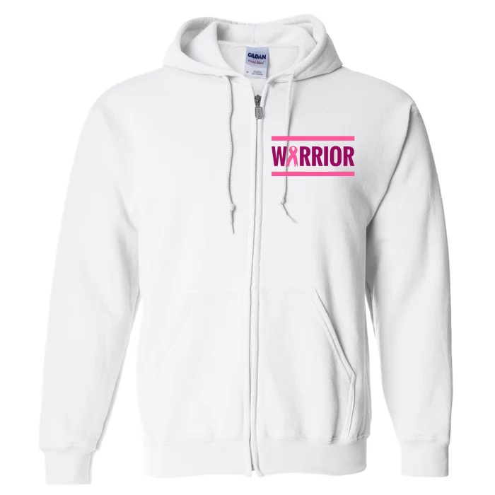 Warrior Breast Cancer Ribbon Full Zip Hoodie