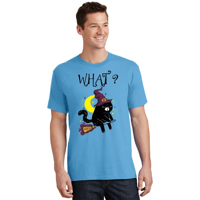 What Black Cat Witch Broom Moon Halloween Cute Gift T-Shirt