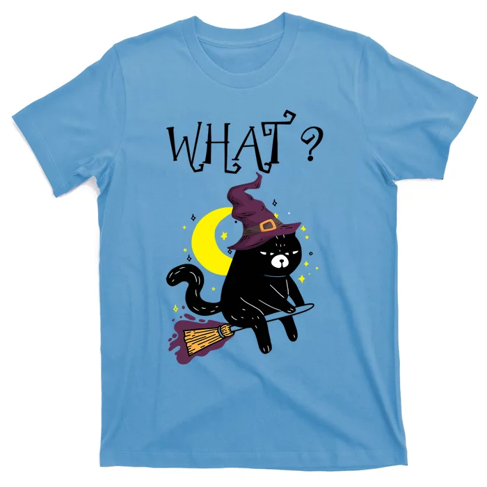 What Black Cat Witch Broom Moon Halloween Cute Gift T-Shirt